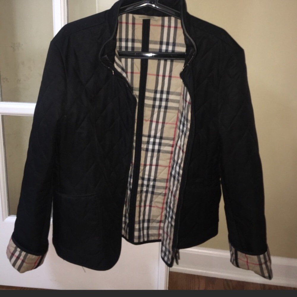 Burberry Black Quilted Jacket with Vintage Check Lining